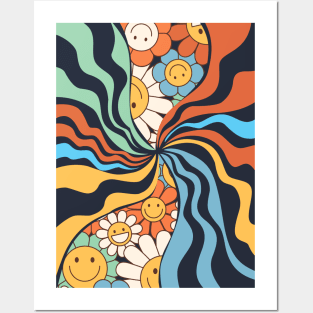 Psychedelic, Hippie Aesthetic Peace And Daisy Flower Power Posters and Art